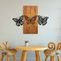 Wallity Butterflies 2 - Escultura de pared en madera y metal nogal y negro